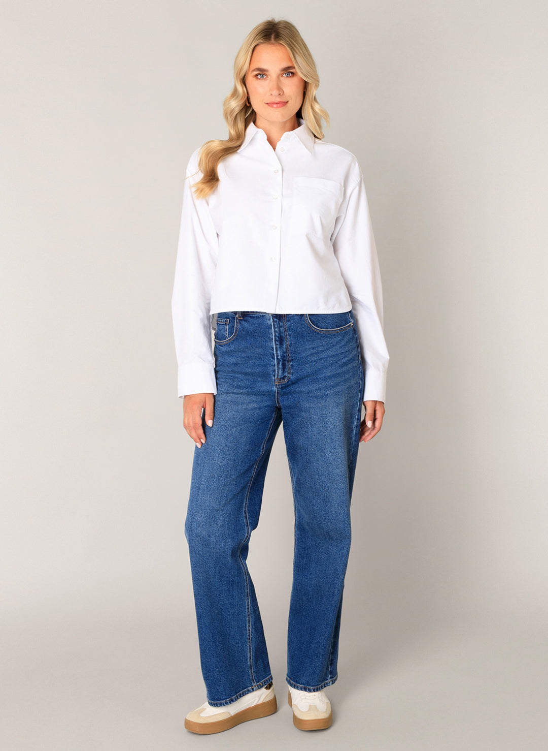 Bea Women's White Cropped Blouse | Base Level