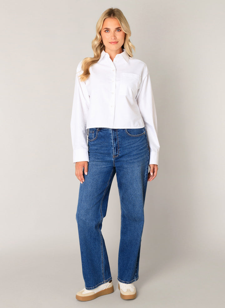 Bea Women's White Cropped Blouse | Base Level