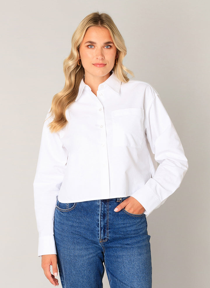 Bea Women's White Cropped Blouse | Base Level