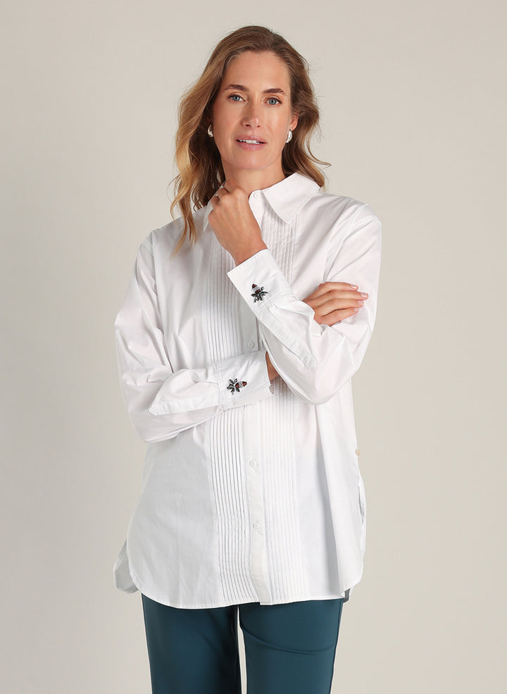 YEST Darina White Pleated Blouse