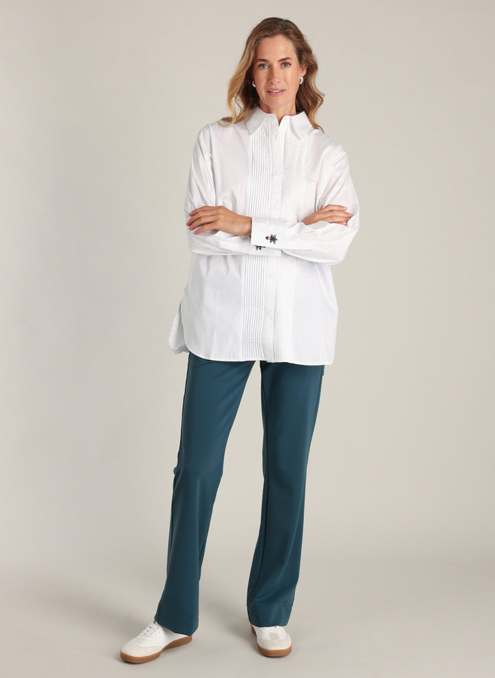 YEST Darina White Pleated Blouse