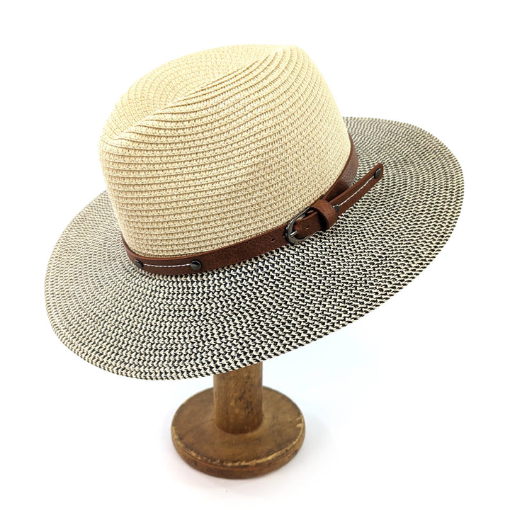Folding Panama Travel Hat - Mottled/Natural with Belt