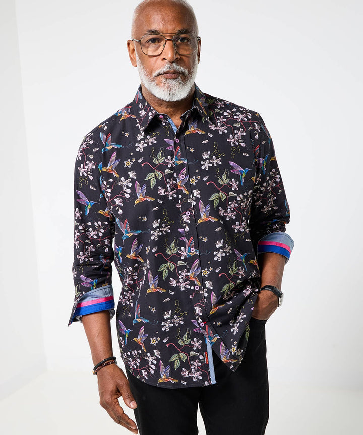 Botanical Birds Long Sleeve Shirt