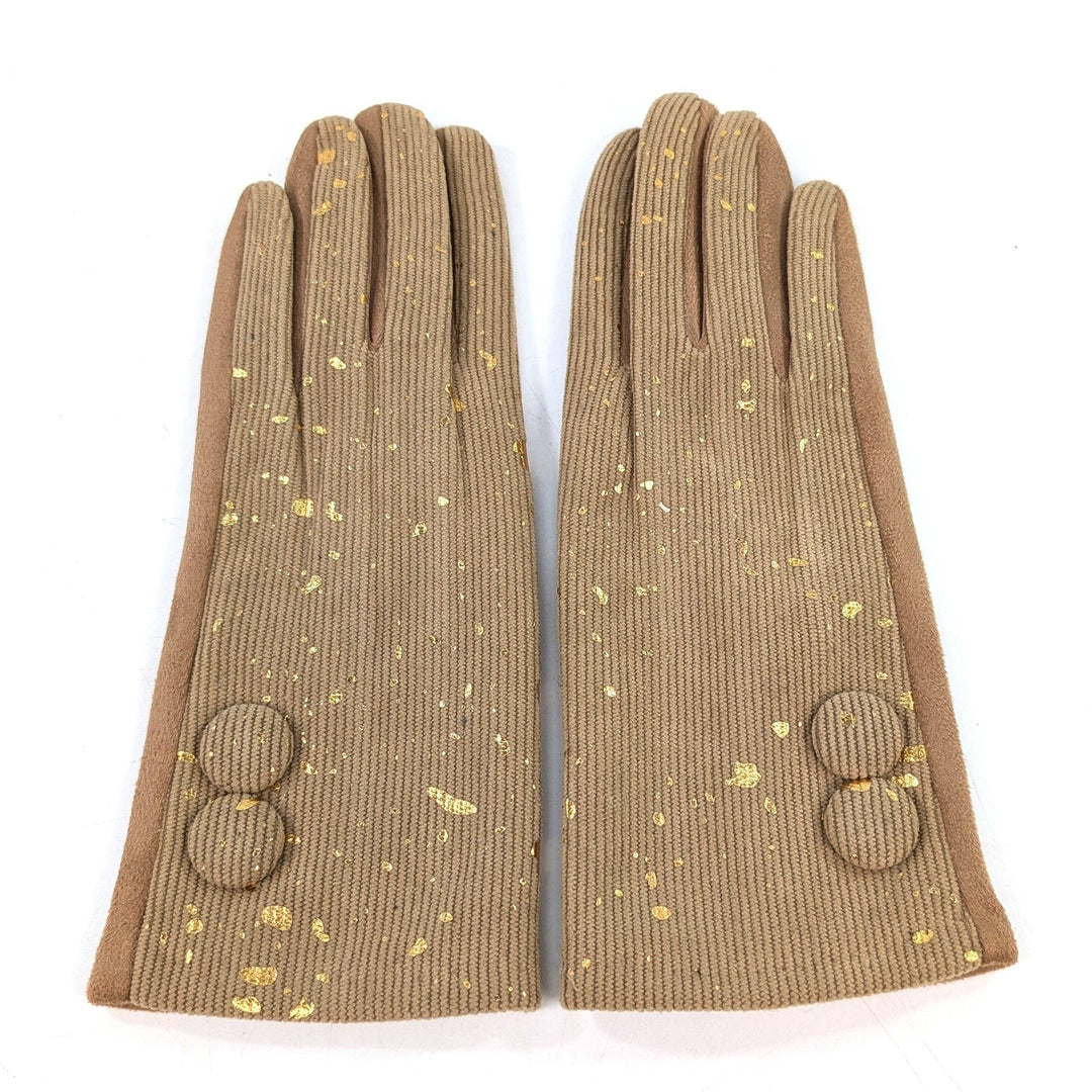 Splatters of Sparkle Gloves - Oatmeal