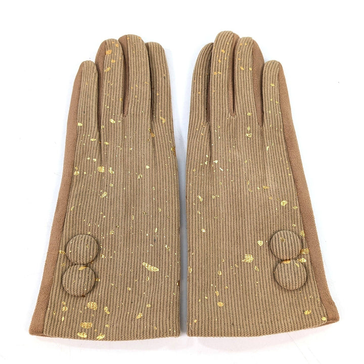 Splatters of Sparkle Gloves - Oatmeal