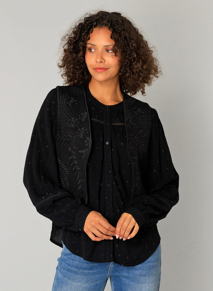 YEST Clarisse Embroidery Black Waistcoat