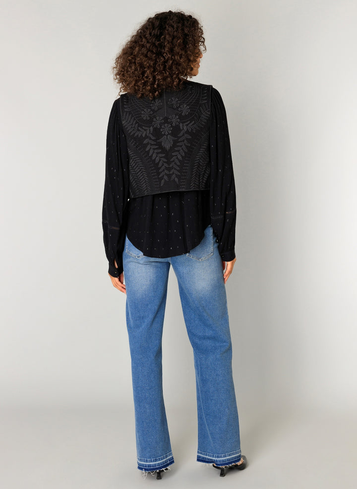 YEST Clarisse Embroidery Black Waistcoat