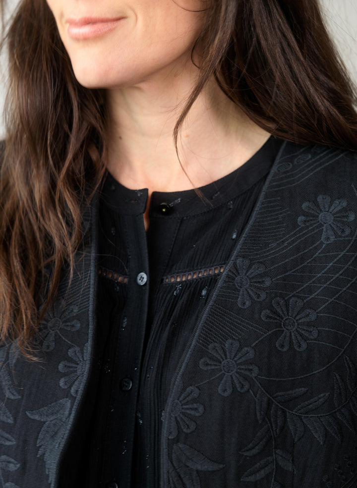 YEST Clarisse Embroidery Black Waistcoat