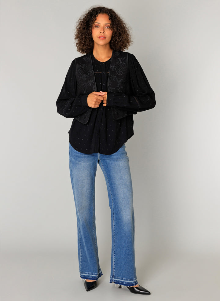 YEST Clarisse Embroidery Black Waistcoat