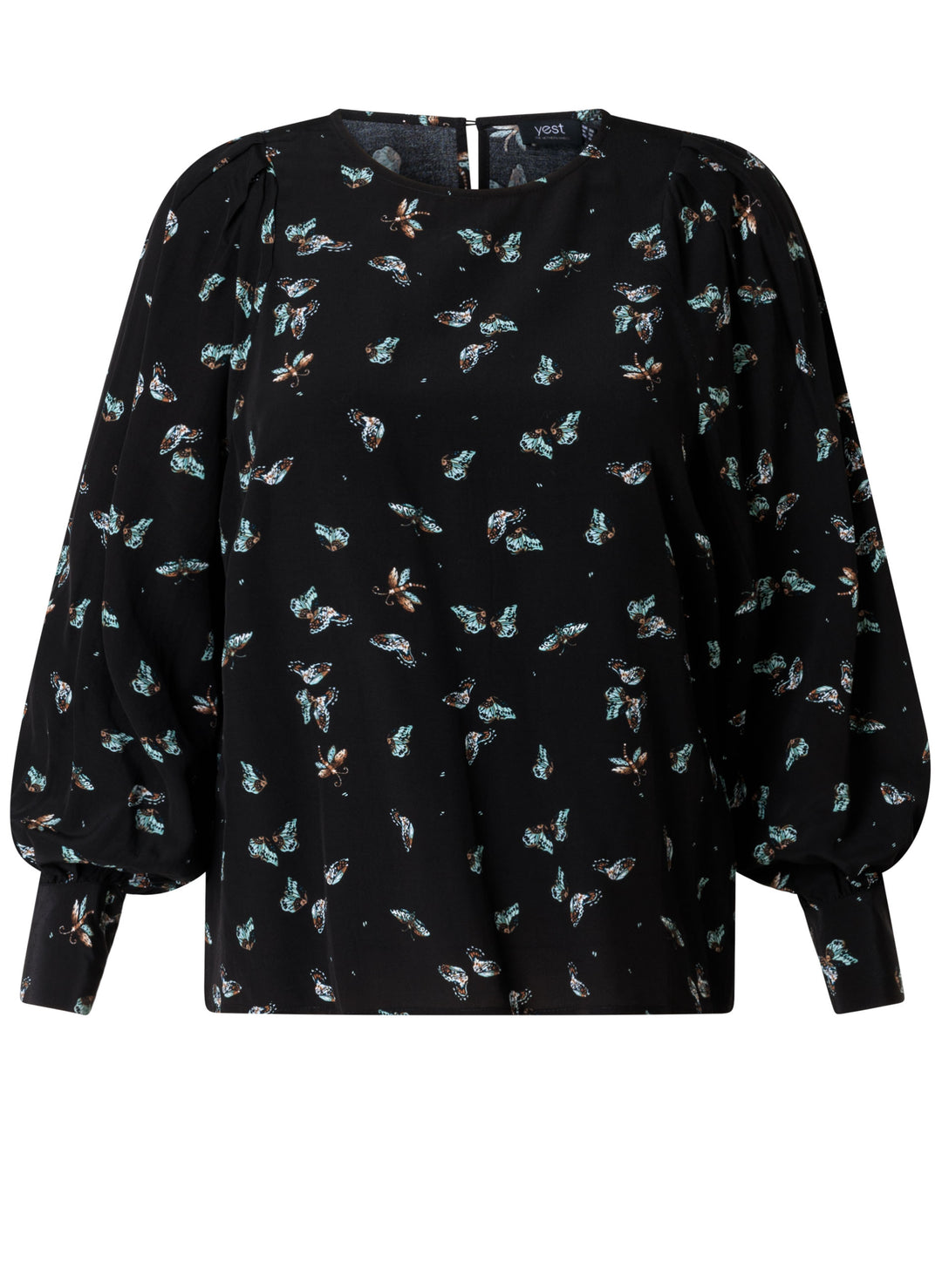 YEST Demetra Patterned Black Blouse