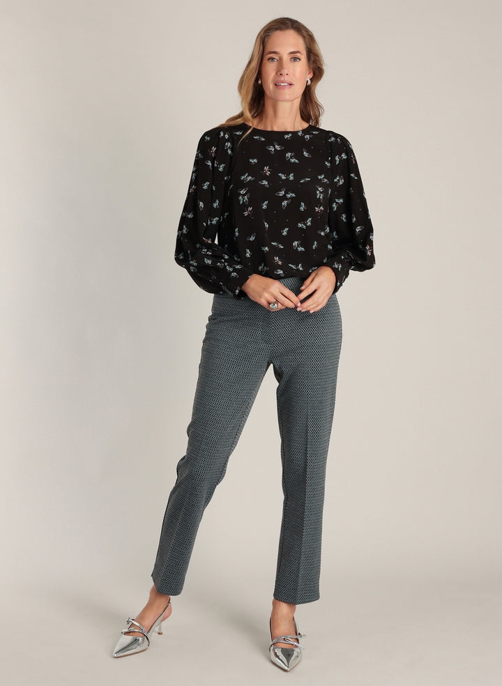 YEST Demetra Patterned Black Blouse