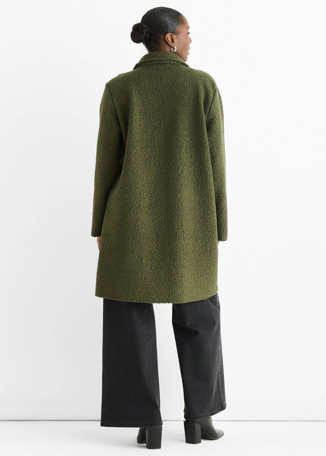 Shearling Mid Length Jacket | Khaki