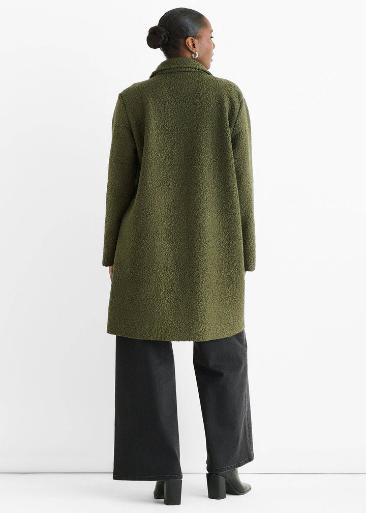 Shearling Mid Length Jacket | Khaki