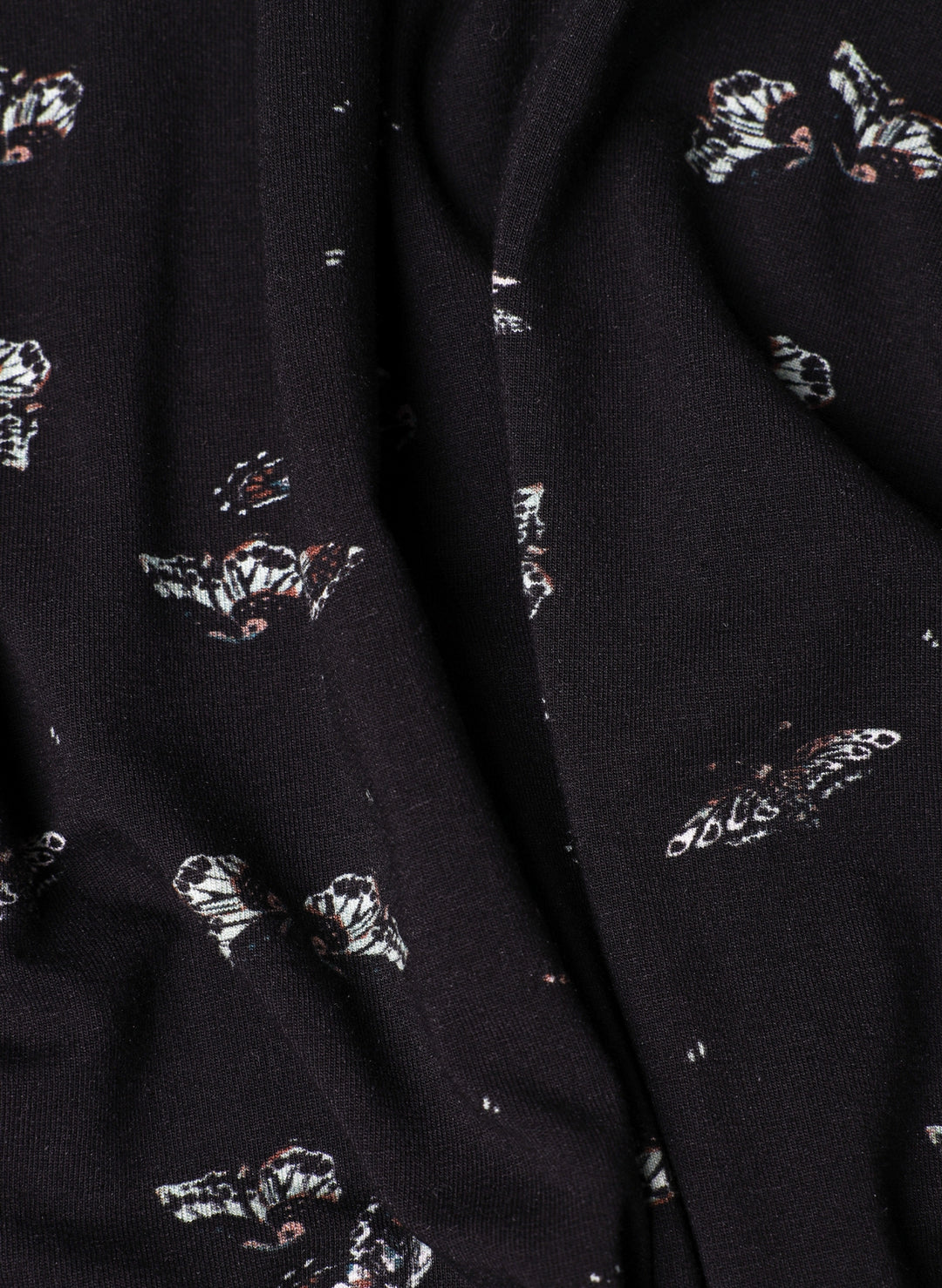 YEST Dunyasha Butterfly Patterned Black Top