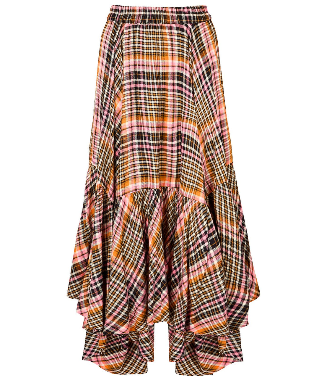 Romantic Check Dippy Hem Skirt