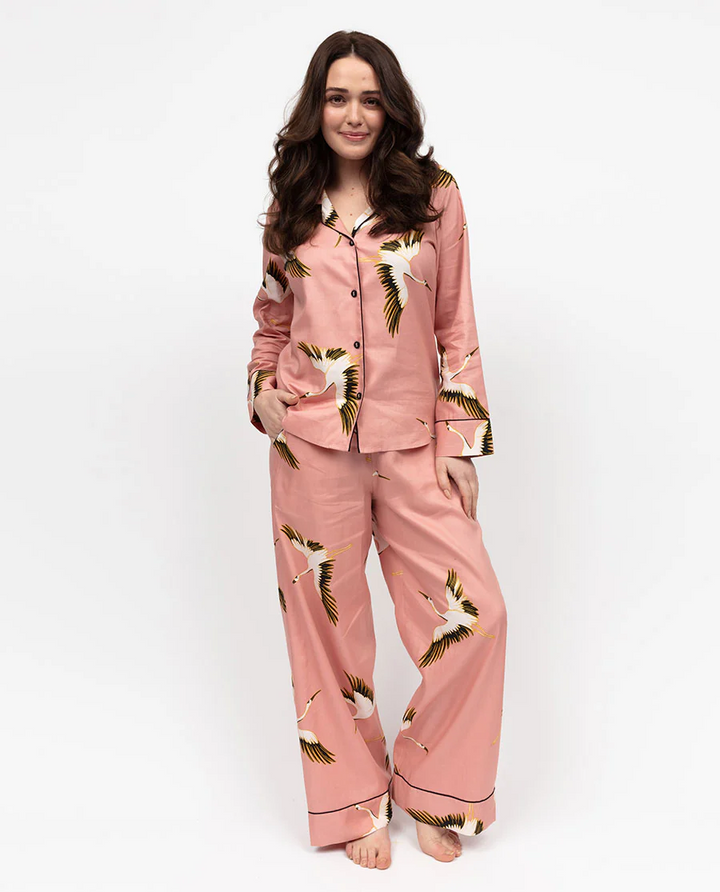 Bonnie Crane Bird Print Wide Leg Pyjamas