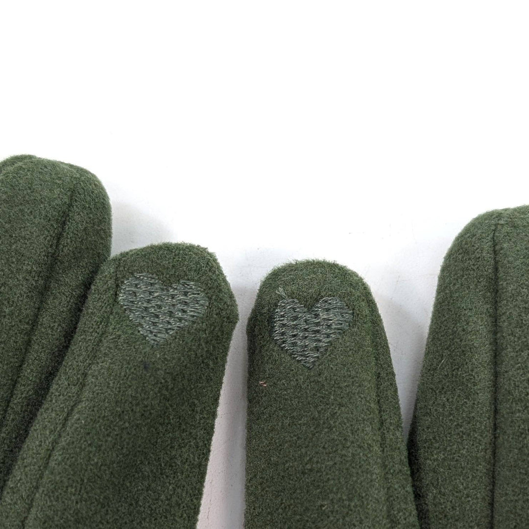Animal Print Brushstroke Gloves - Dark Green