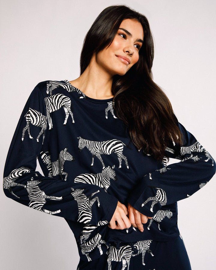 Zebra Print Pyjama Set | Navy