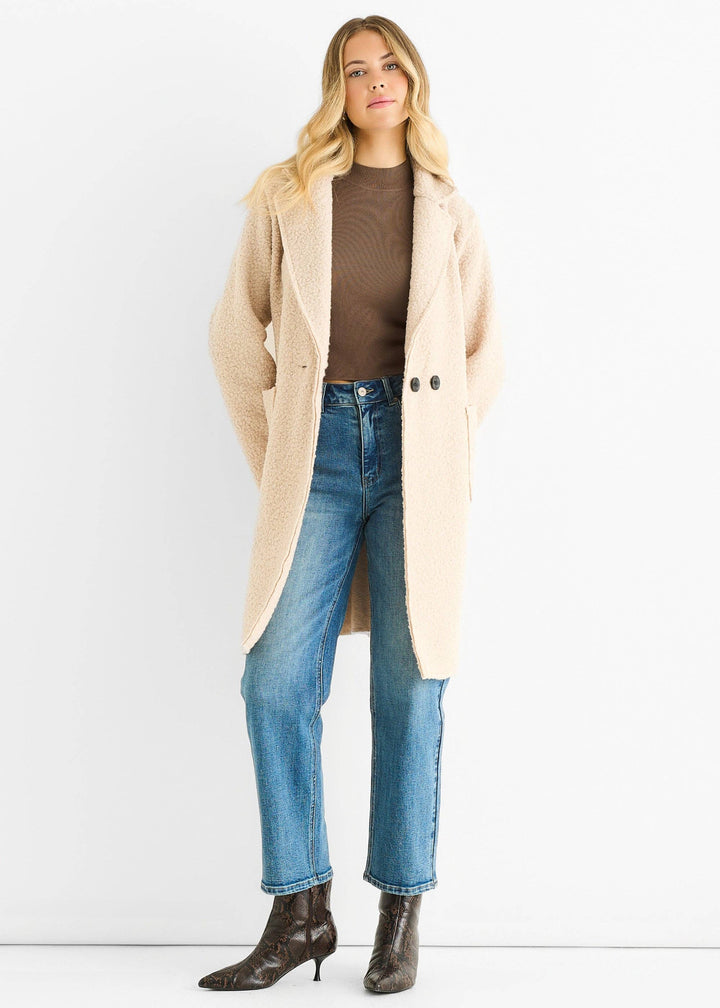 Shearling Mid Length Jacket | Beige