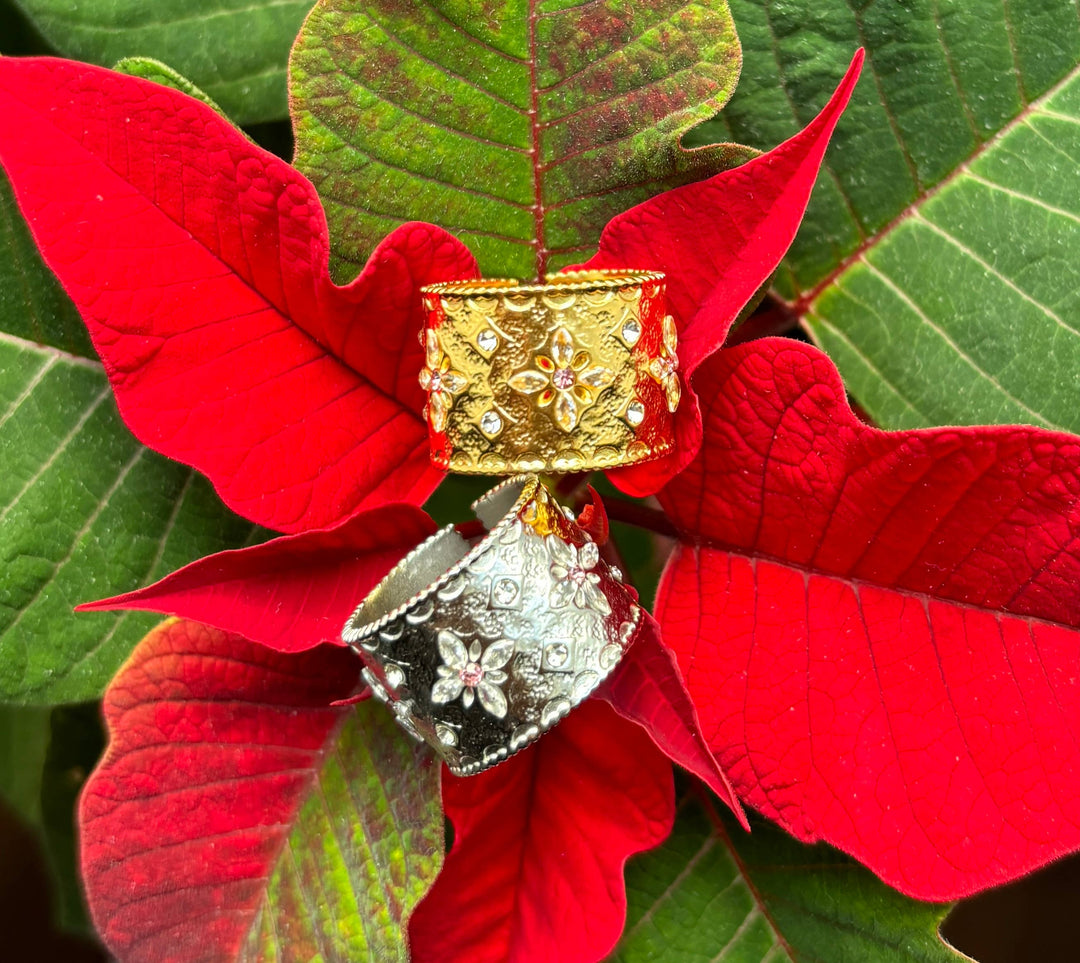 Pink Cubic Zirconia Cuff Adjustable Ring - 18ct Gold Plated