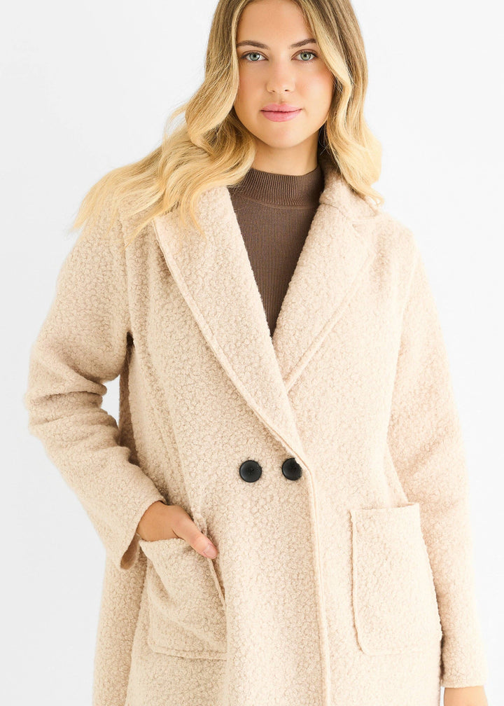 Shearling Mid Length Jacket | Beige
