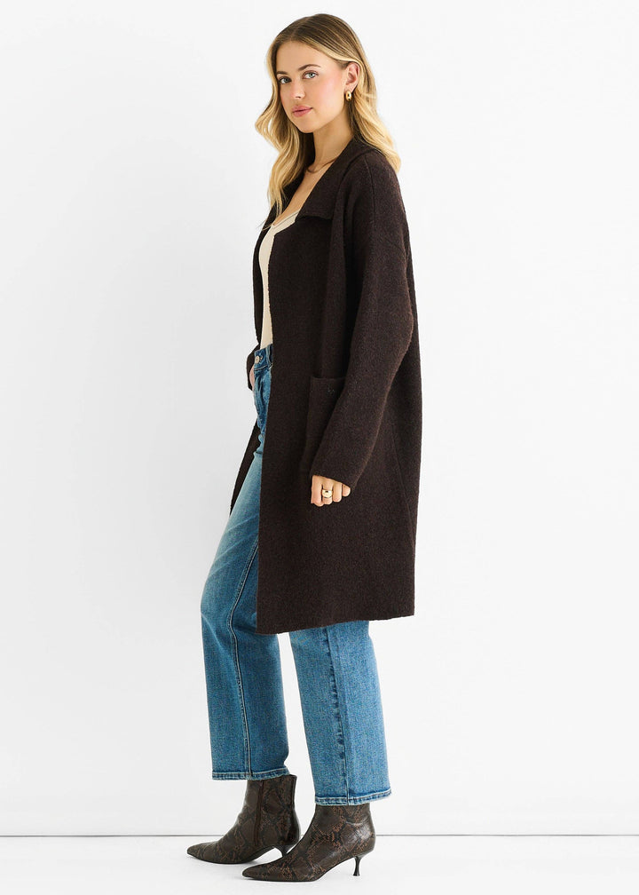 Wool Mix Longline Cardigan | Chocolate