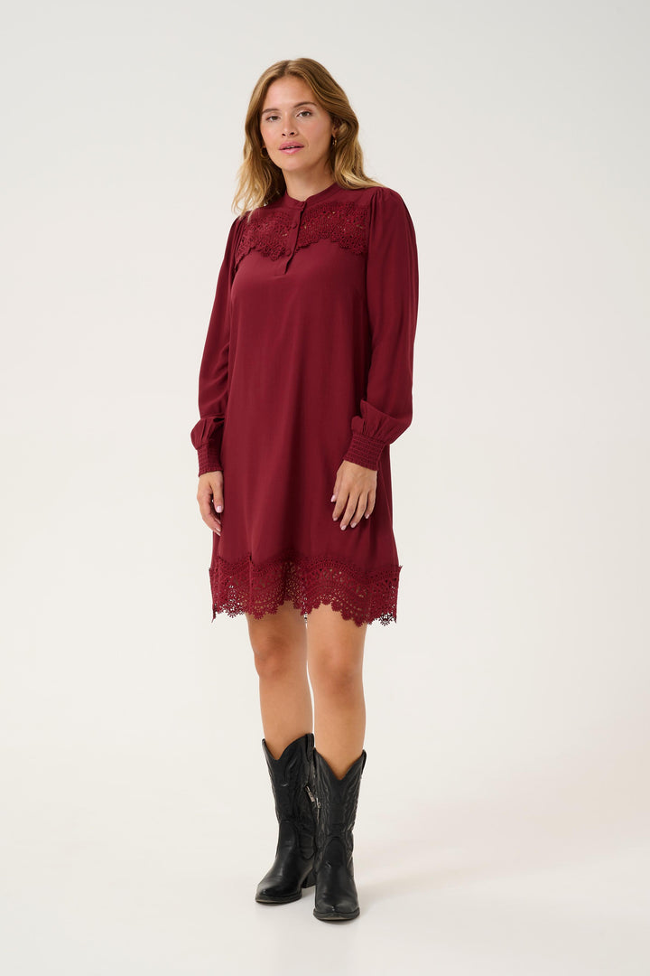 CUtiffany Women's Wine Red Long Sleeve Dress | Culture