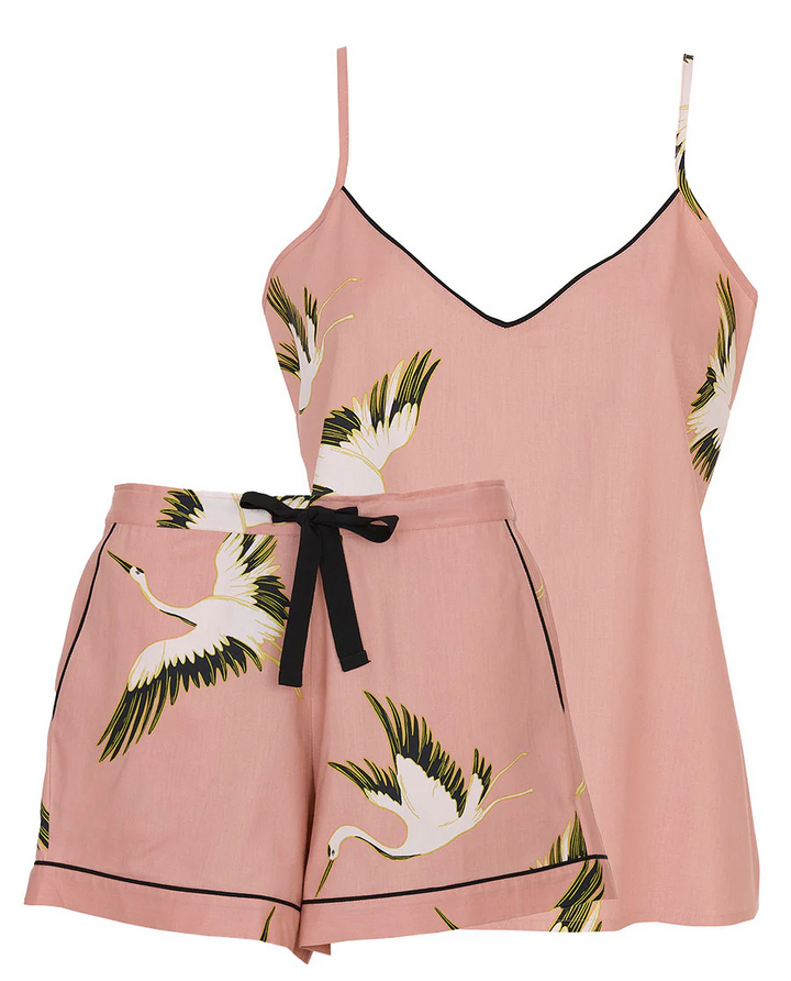 Crane Bird Bonnie Pink Cami & Shorts set