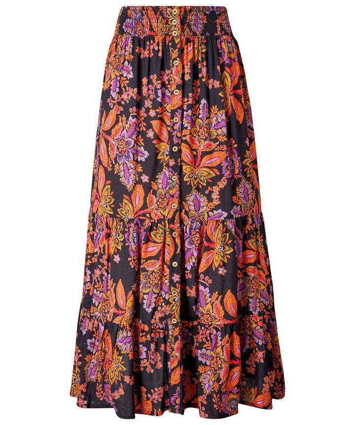 Fabulous Florals Button Front Maxi Skirt