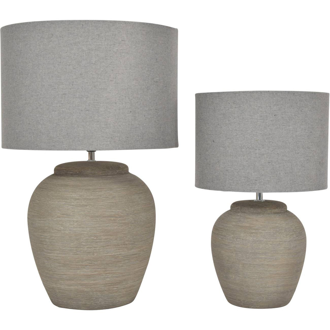 Baslow Etched Grey Large Ceramic Lamp with Shade - E27 60W