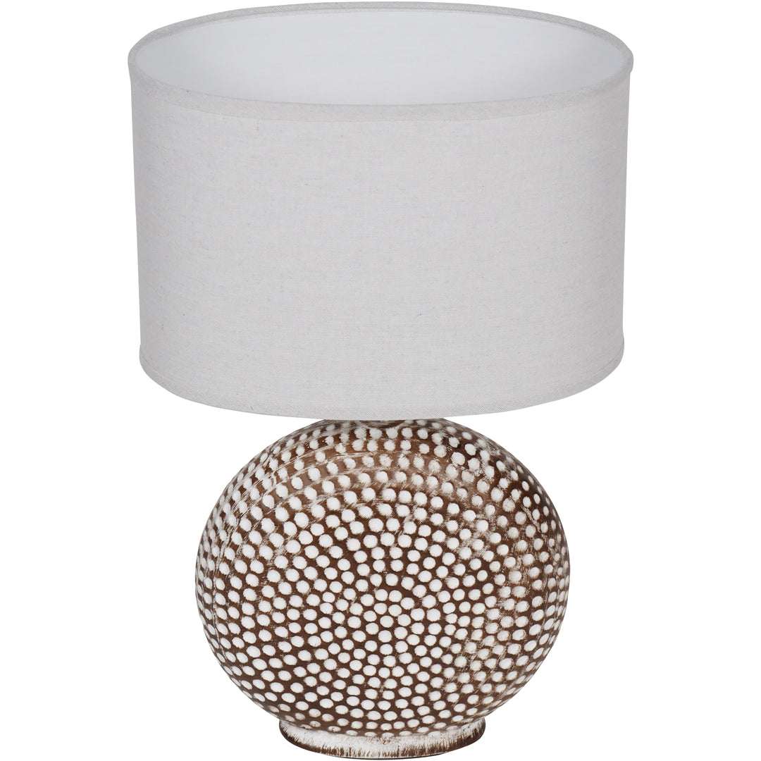 Chariot Round Ceramic Lamp Base 21cm with Ivory Oval Drum Shade