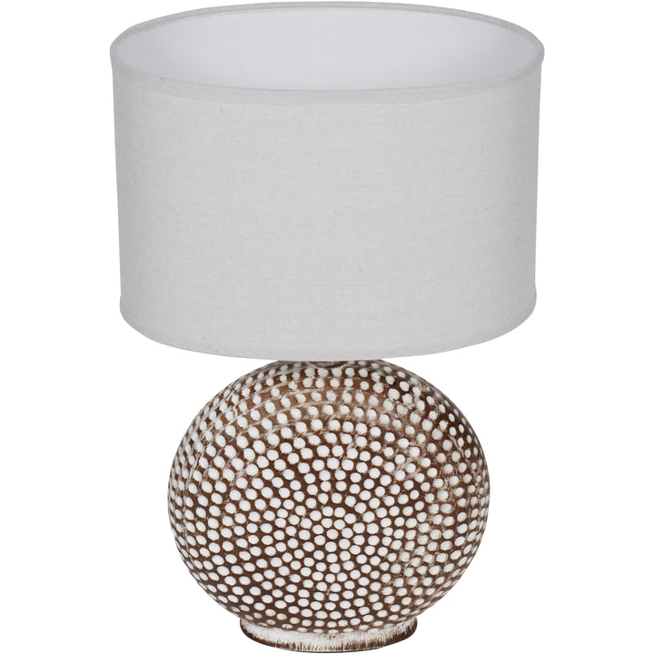Chariot Round Ceramic Lamp Base 21cm with Ivory Oval Drum Shade