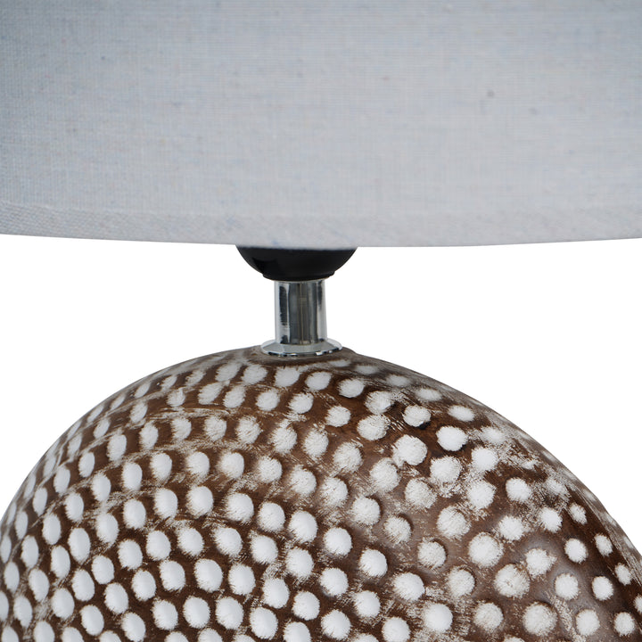 Chariot Round Ceramic Lamp Base 21cm with Ivory Oval Drum Shade