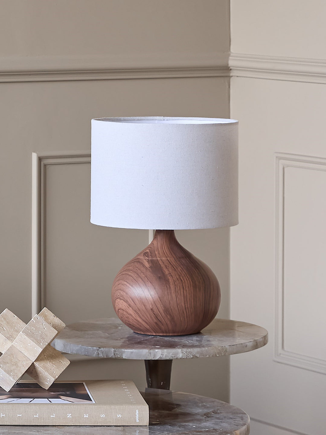 Ashford Wood Effect Ceramic Table Lamp with Shade E27 60W
