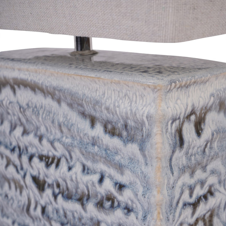 Sereno Rectangle Lamp in Blue Reactive Glaze