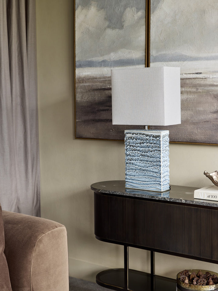 Sereno Rectangle Lamp in Blue Reactive Glaze