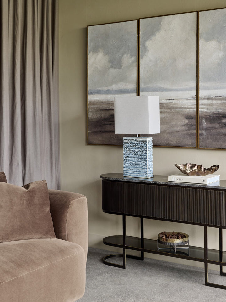 Sereno Rectangle Lamp in Blue Reactive Glaze