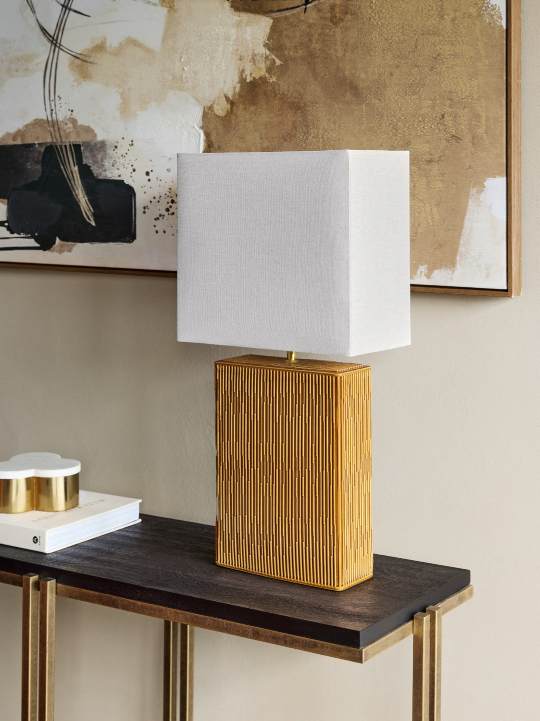 Elk Square Ceramic Lamp Terracotta with Shade E27 60W