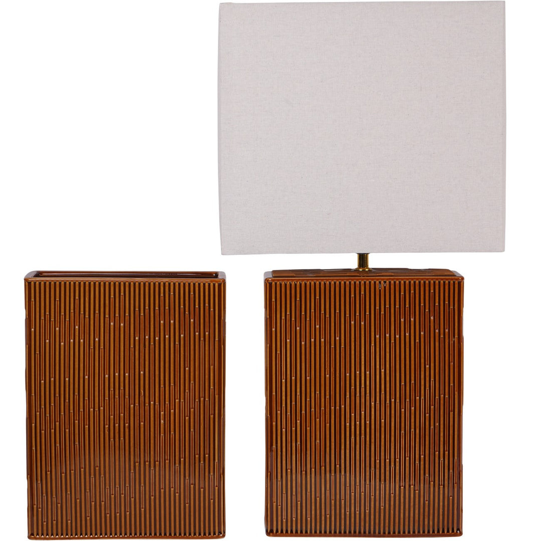 Elk Square Ceramic Lamp Terracotta with Shade E27 60W