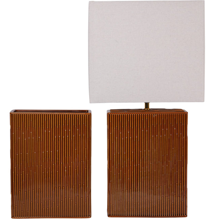 Elk Square Ceramic Lamp Terracotta with Shade E27 60W