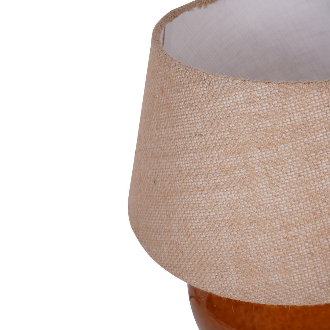 Aubrey Terracotta Ceramic Lamp With Hessian Shade Small E27 60W