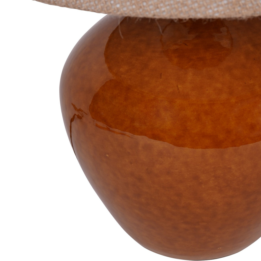 Aubrey Terracotta Ceramic Lamp With Hessian Shade Small E27 60W