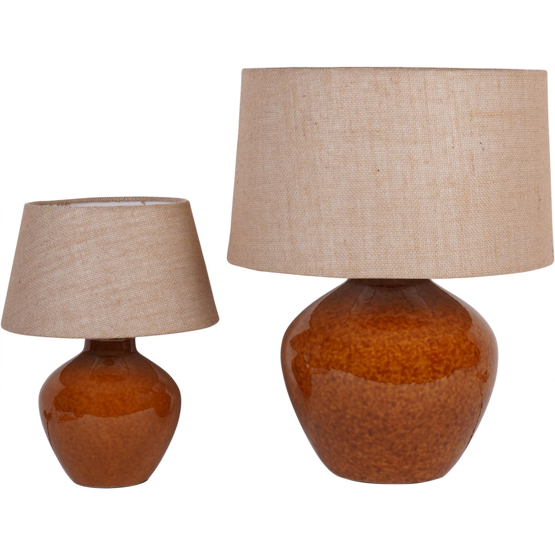 Aubrey Terracotta Ceramic Lamp With Hessian Shade Small E27 60W