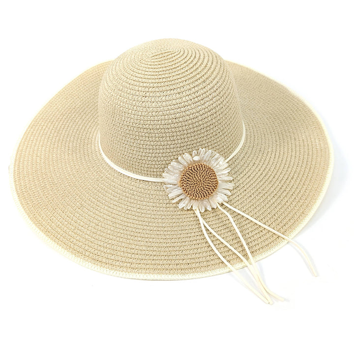 Bold Daisy Wide Brim Foldable Hat - Natural