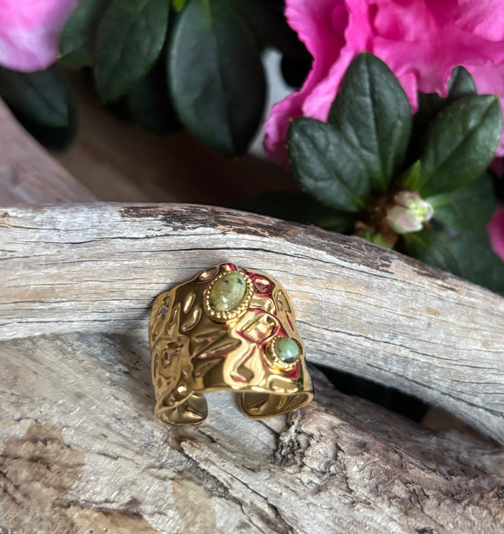 African Turquoise Adjustable Ring – 18ct Gold Plated