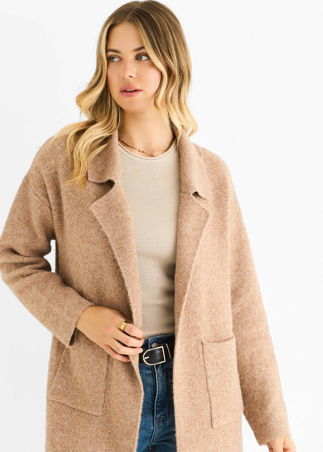 Wool Mix Longline Cardigan | Brown