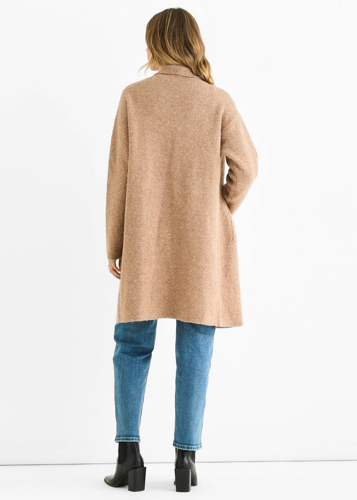 Wool Mix Longline Cardigan | Brown