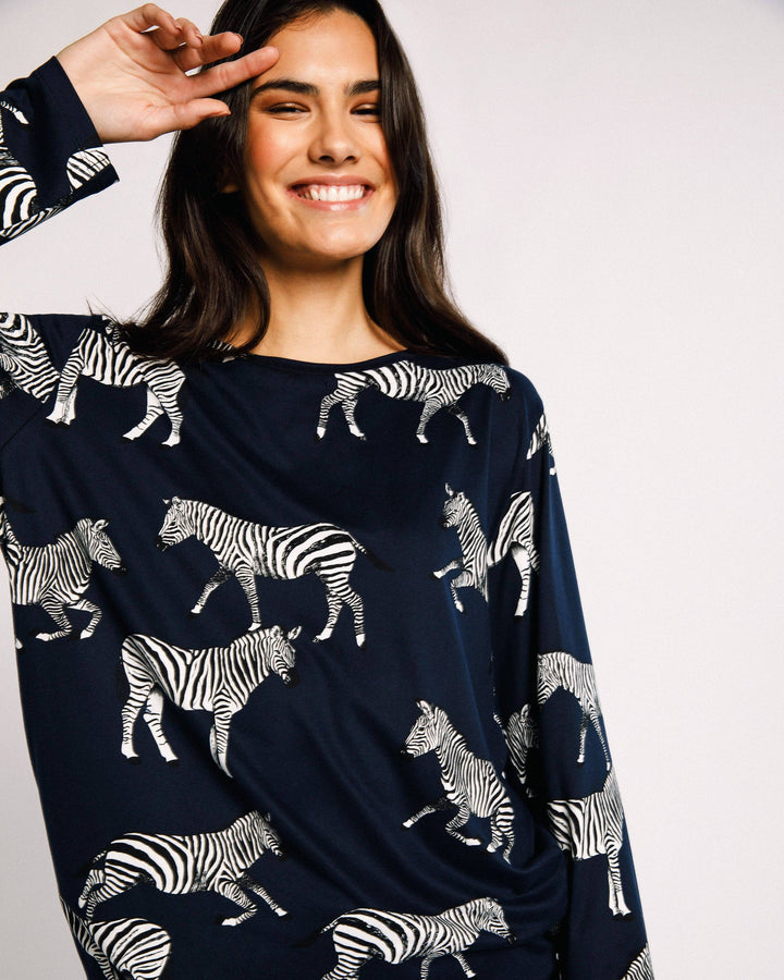 Zebra Print Pyjama Set | Navy