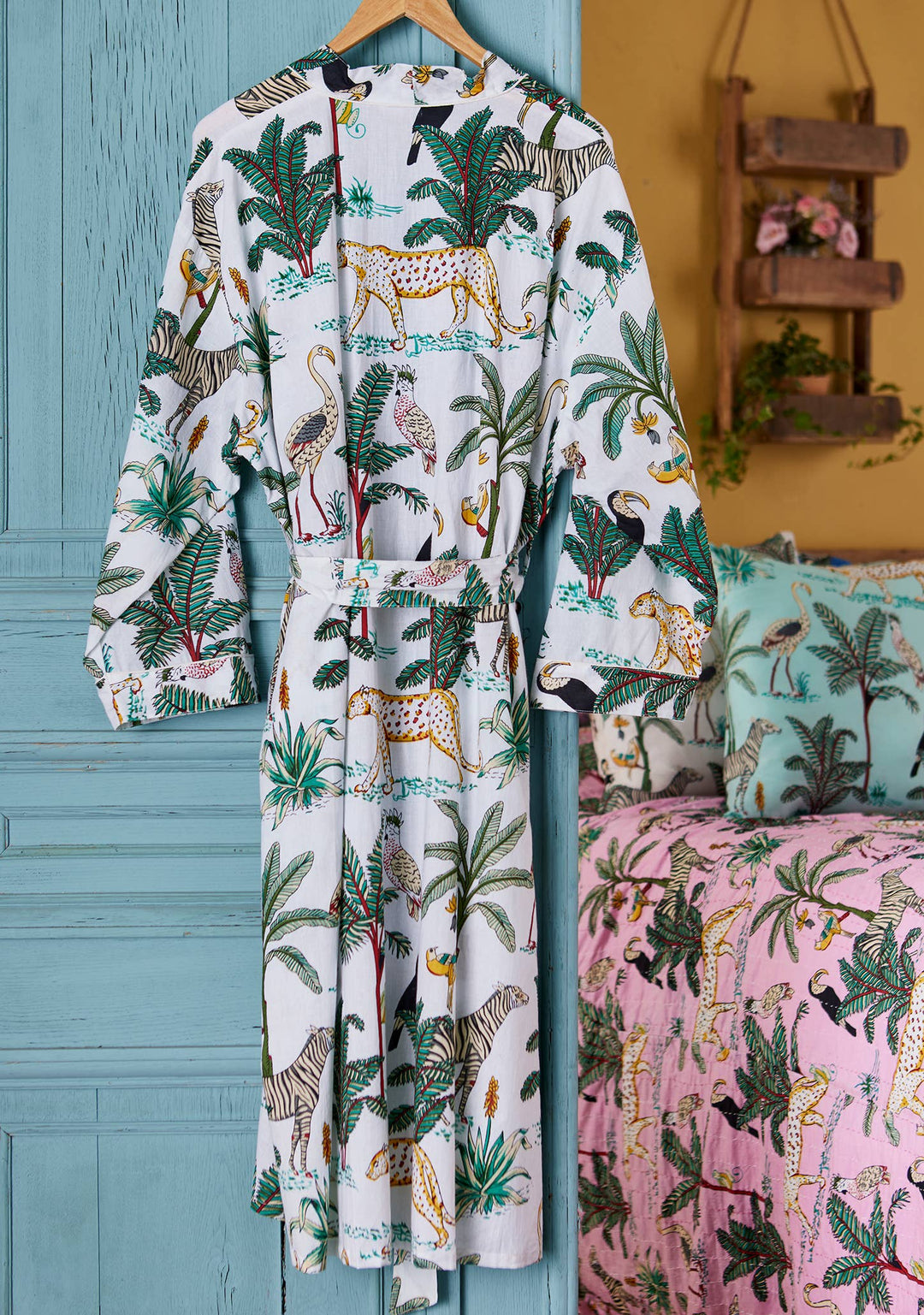 Jungle Print Dressing Gown - White