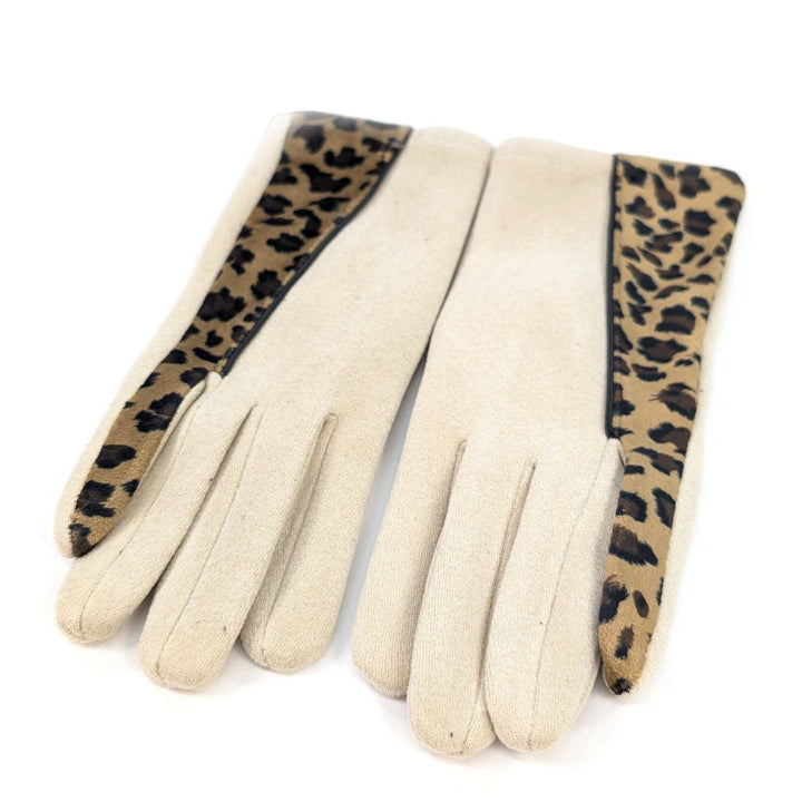 Animal Print Brushstroke Gloves -  Mink